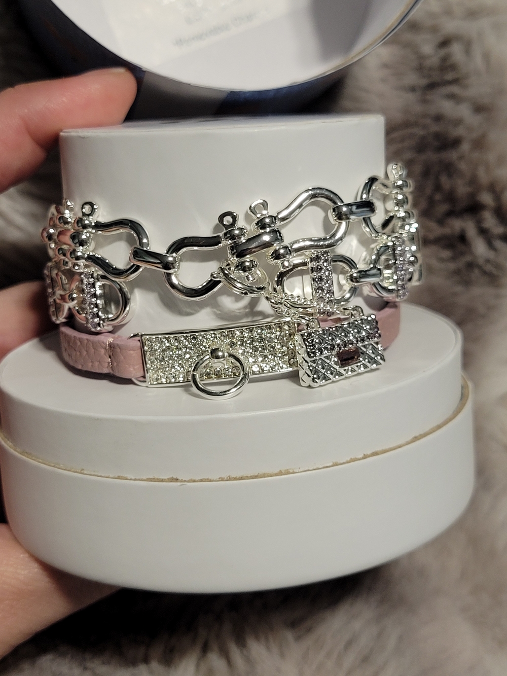 FREE OG W/purchase - Silver Chain Bracelet W/ Palw Pink Leather Strap